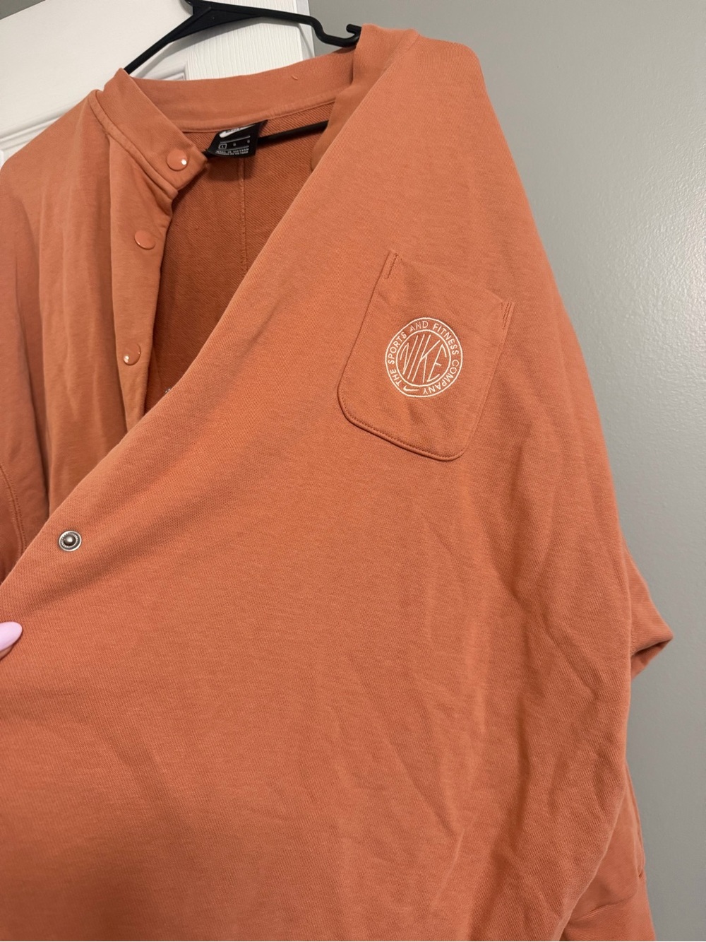Nike Womens Orange Snap-Front Shirt